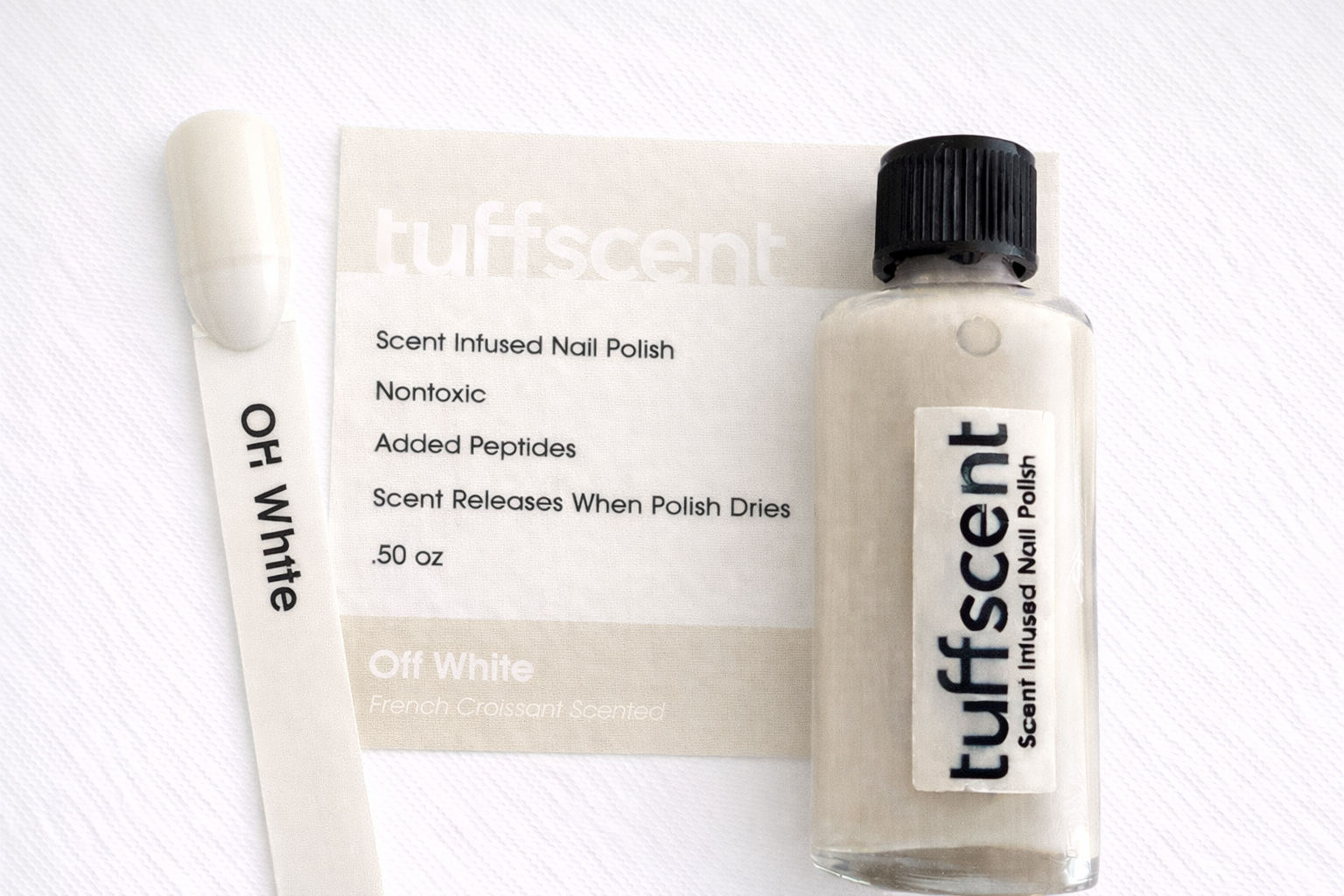 Tuff Scent Off White— Light Cream Scent Infused Nail Polish by Tuff Scentence™—French Croissant Scented