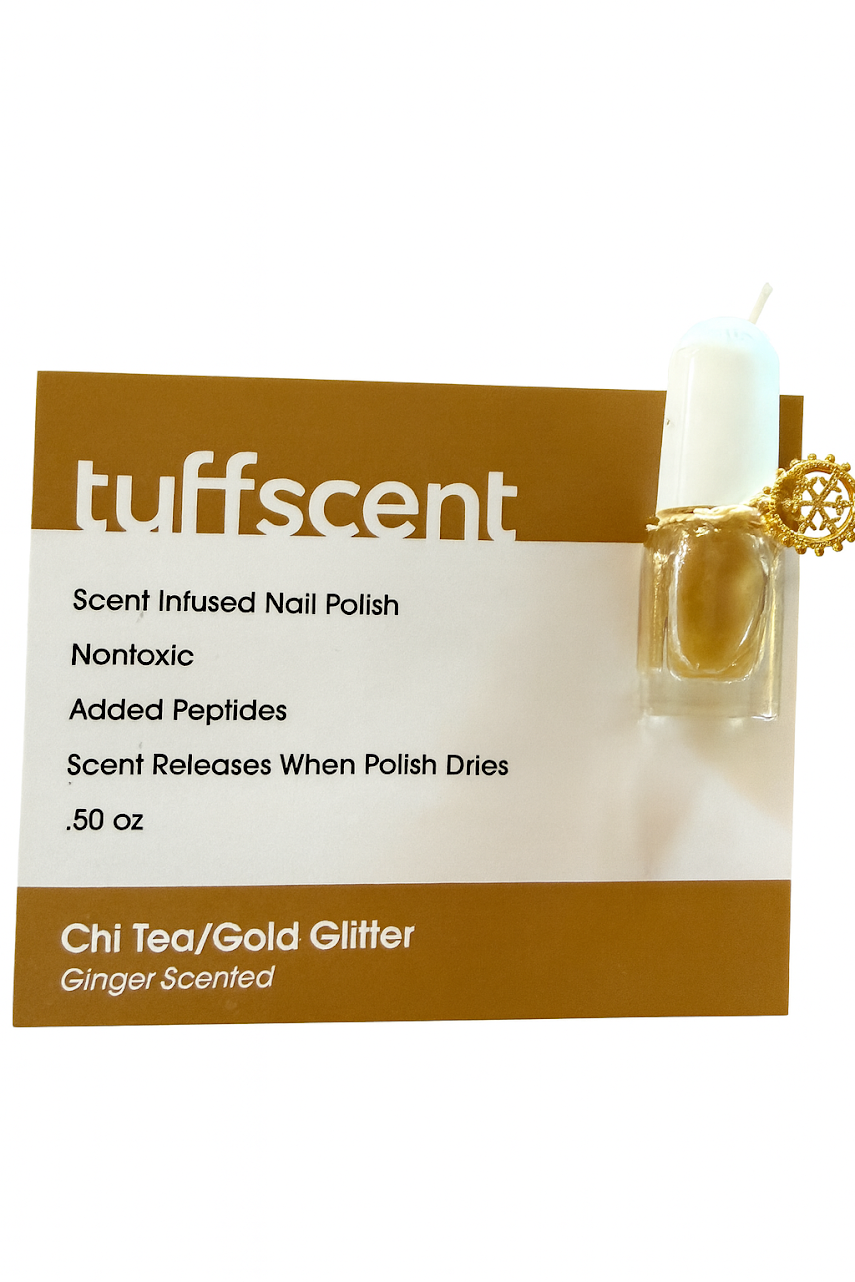 Scenties by Tuff Scentence Scent Infused Nail Polish™ Chai Tea /Gold Glitter/Ginger Scent
