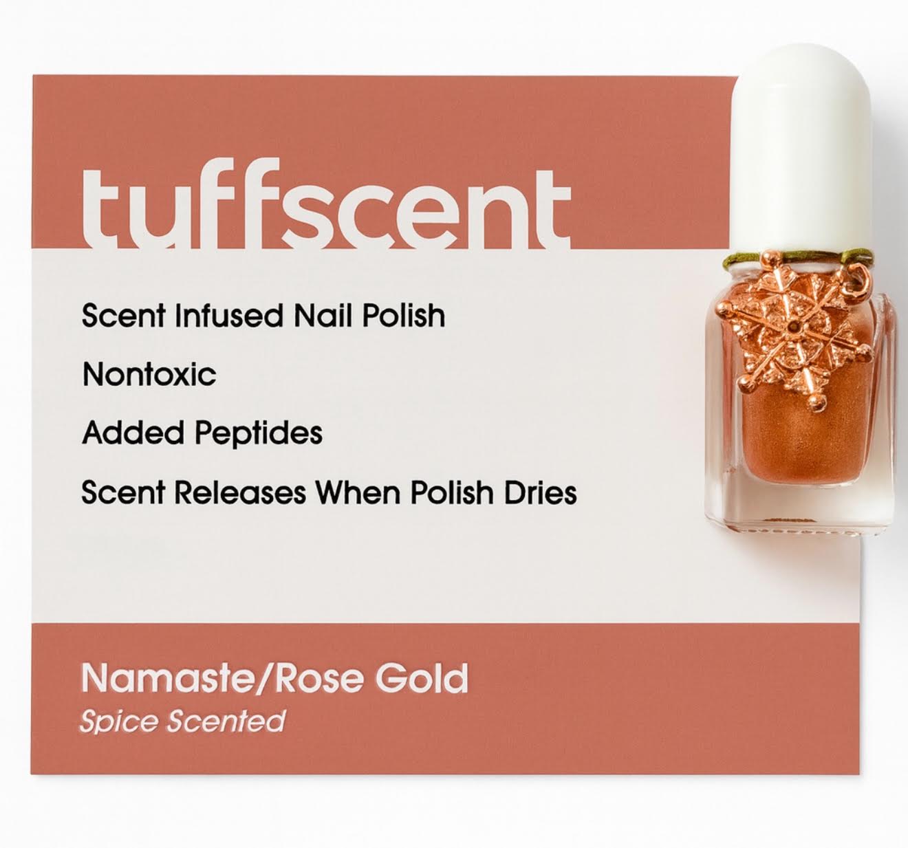 Scenties by Tuff Scentence Scent Infused Nail Polish™ Namaste/Rose Gold Glitter/Spice Scent