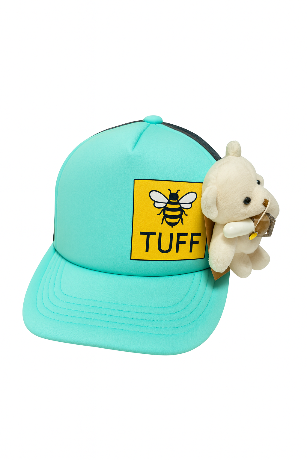 Bee Tuff Scent™ Bear Trucker Hat by We The Trees™ Turquoise Blue with Turquoise Blue Brim