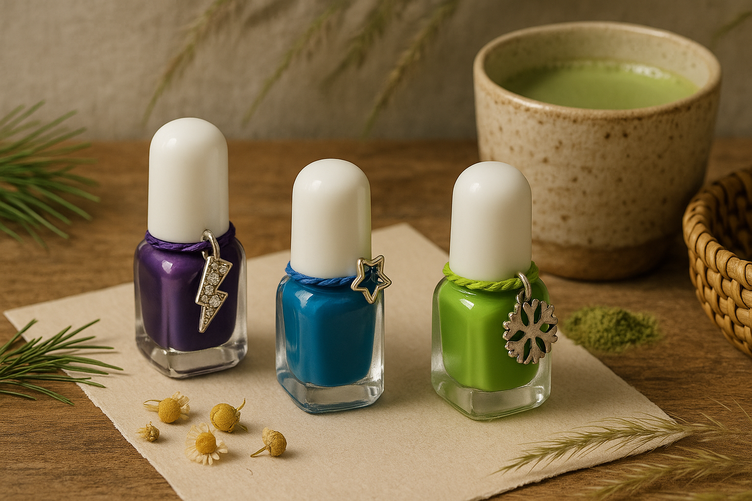 Scenties™ by Tuffscentence Alpine Tea Ritual Set of Three Scent Infused Nail Polishes