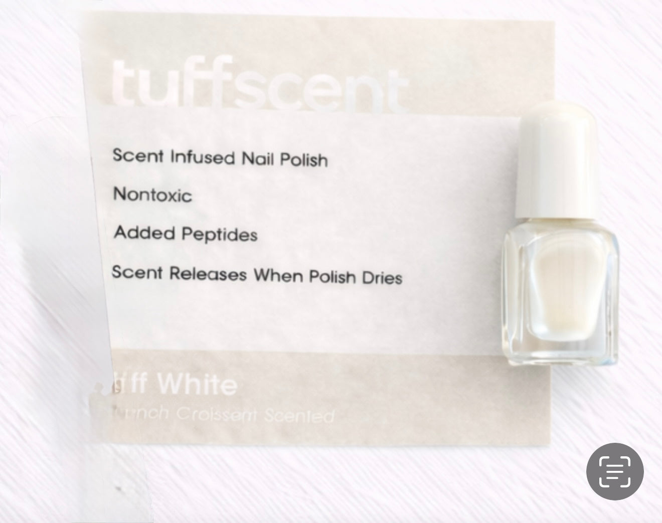 Tuff Scent Scenties Off White— Off White Scent Infused Nail Polish by Tuff Scentence™—French Croissant Scented 2ml