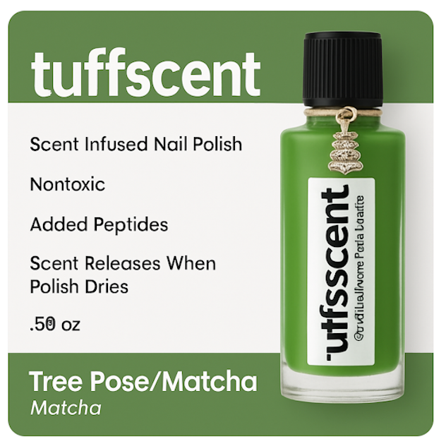 Tuff Scentence Scent Infused Nail Polish- Tree Pose- Bright Green - Matcha Scented Nail Polish