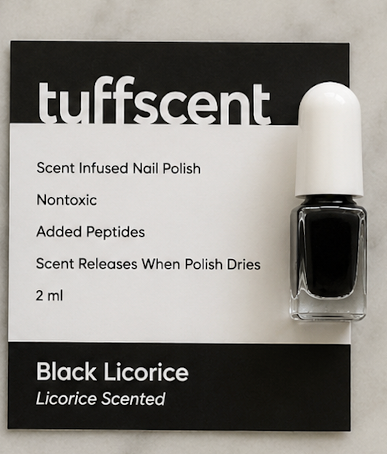 Tuff Scent Scenties Black Licorice, Black Nail Polish, Licorice Scented By Tuff Scentence 2ML