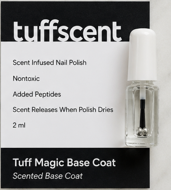 Tuff Scent Scenties Watermelon Sugar Trio Set: Tuff Magic Scented Base Coat, Pink Watermwlon Sugar Scented Nail Polish, Tuff Magic Scented Top Coat by Tuff Scentence