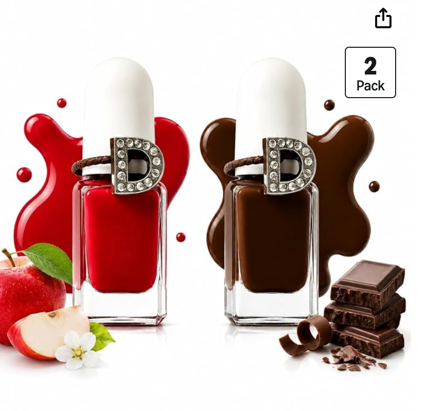 TuffScent Scenties by Tuff Scentence™ — Orchard Warmth Duo Red Haute Apple and Dark Chocolate Scent Infused Nail Polish