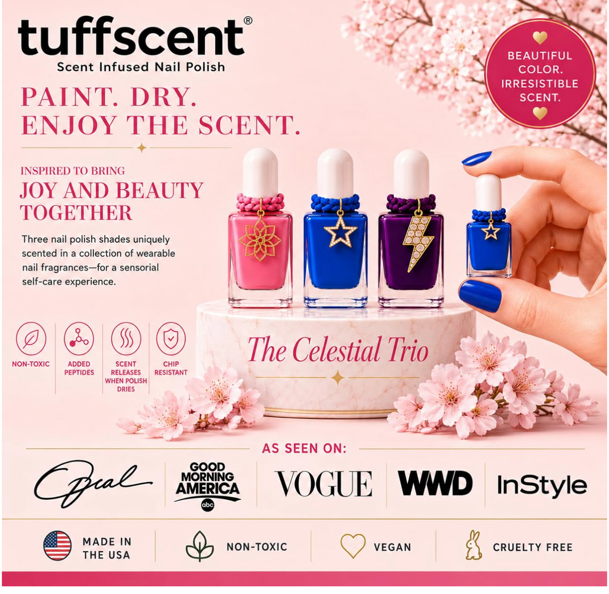 TuffScent Scenties by Tuff Scentence Scent Infused Nail Polish™— The Celestial Trio: Polaris' Halo, Cerulean Sky, Astral Whisper, 2ML ea