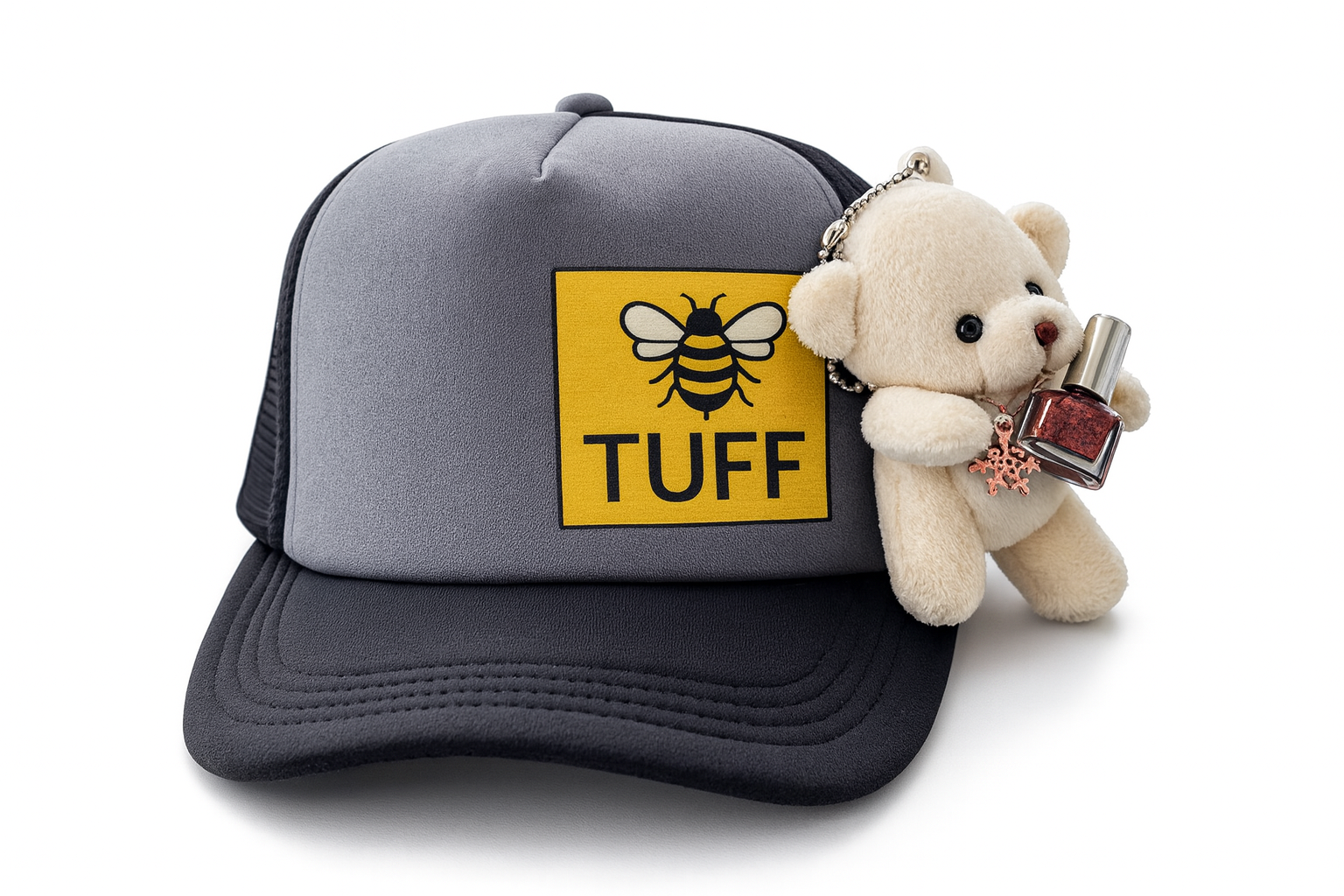 Bee Tuff Scent™Bear Trucker Hat by We The Trees™ Charcoal with Black Brim