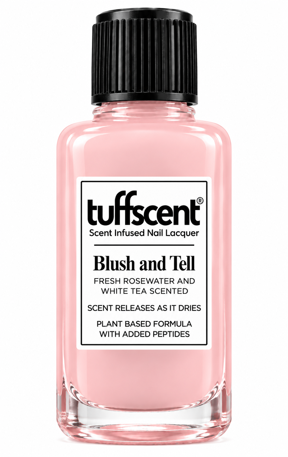 Tuffscent™ Blush and Tell, Sheer Pink Scent Infused Nail Lacquer, Scented: Fresh Rosewater and White Tea