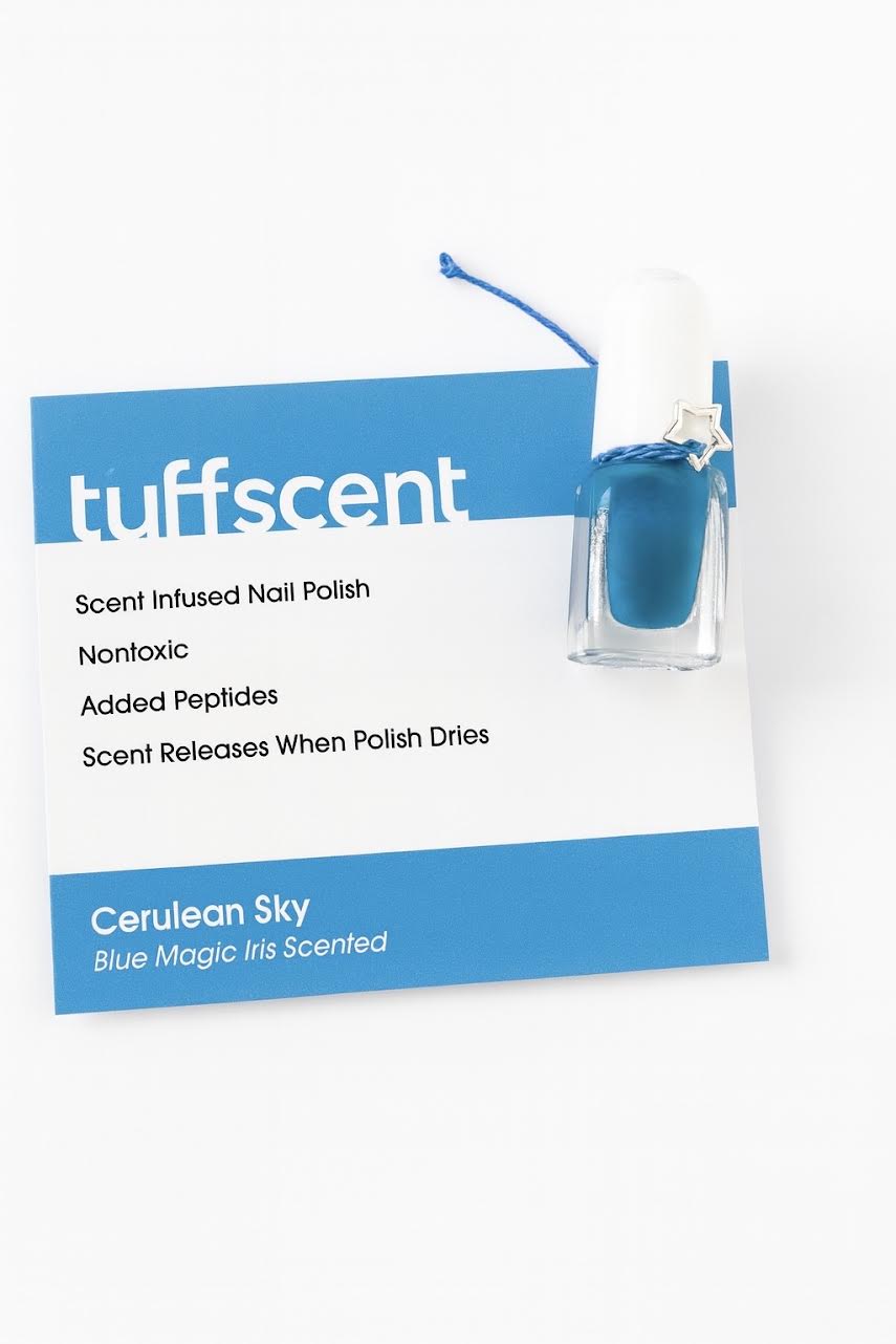 Scenties by Tuff Scentence Scent Infused Nail Polish™ Cerulean Sky /Bright Blue Nail Polish//Blue Magic Iris Scent