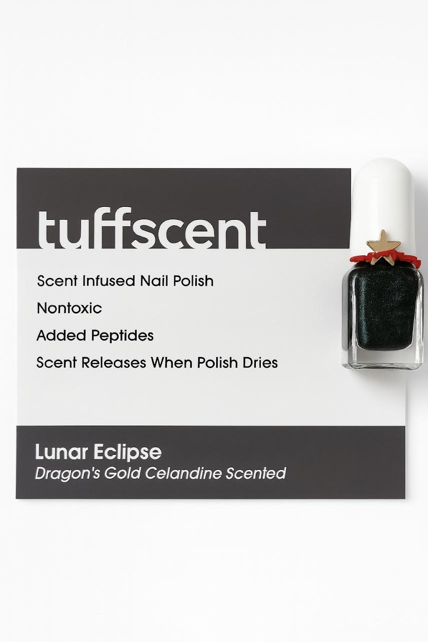 Scenties by Tuff Scentence Scent Infused Nail Polish™ Lunar Eclipse /Dark Grey Nail Polish /Dragon Gold Celandine Scent