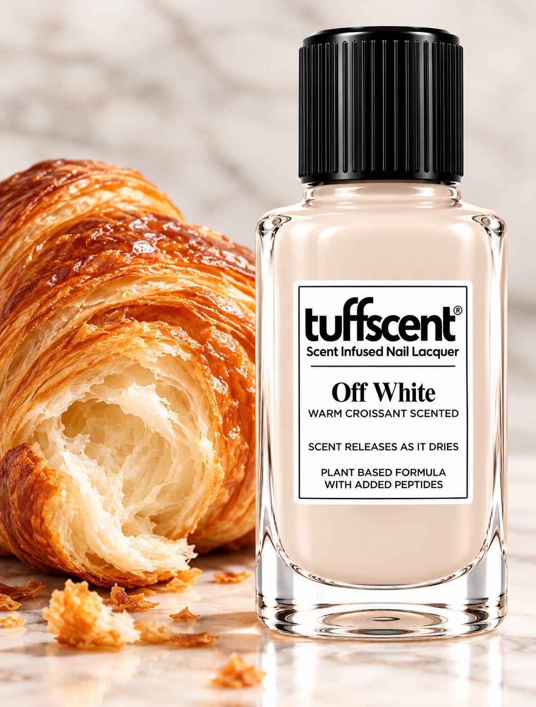 Tuffscent™ Off White Light Taupe Scent Infused Nail Lacquer, Scent: Warm Croissant