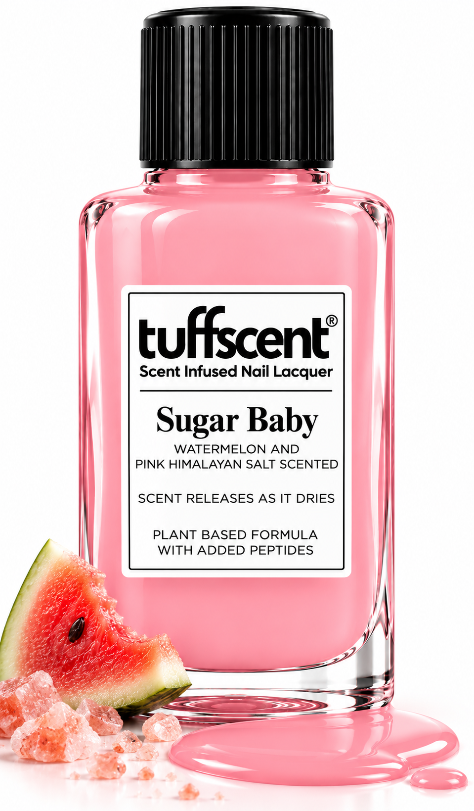 Tuffscent™ Sugar Baby, Pink Scent Infused Nail Polish, Scent: Watermelon and Pink Hymilayan Salt