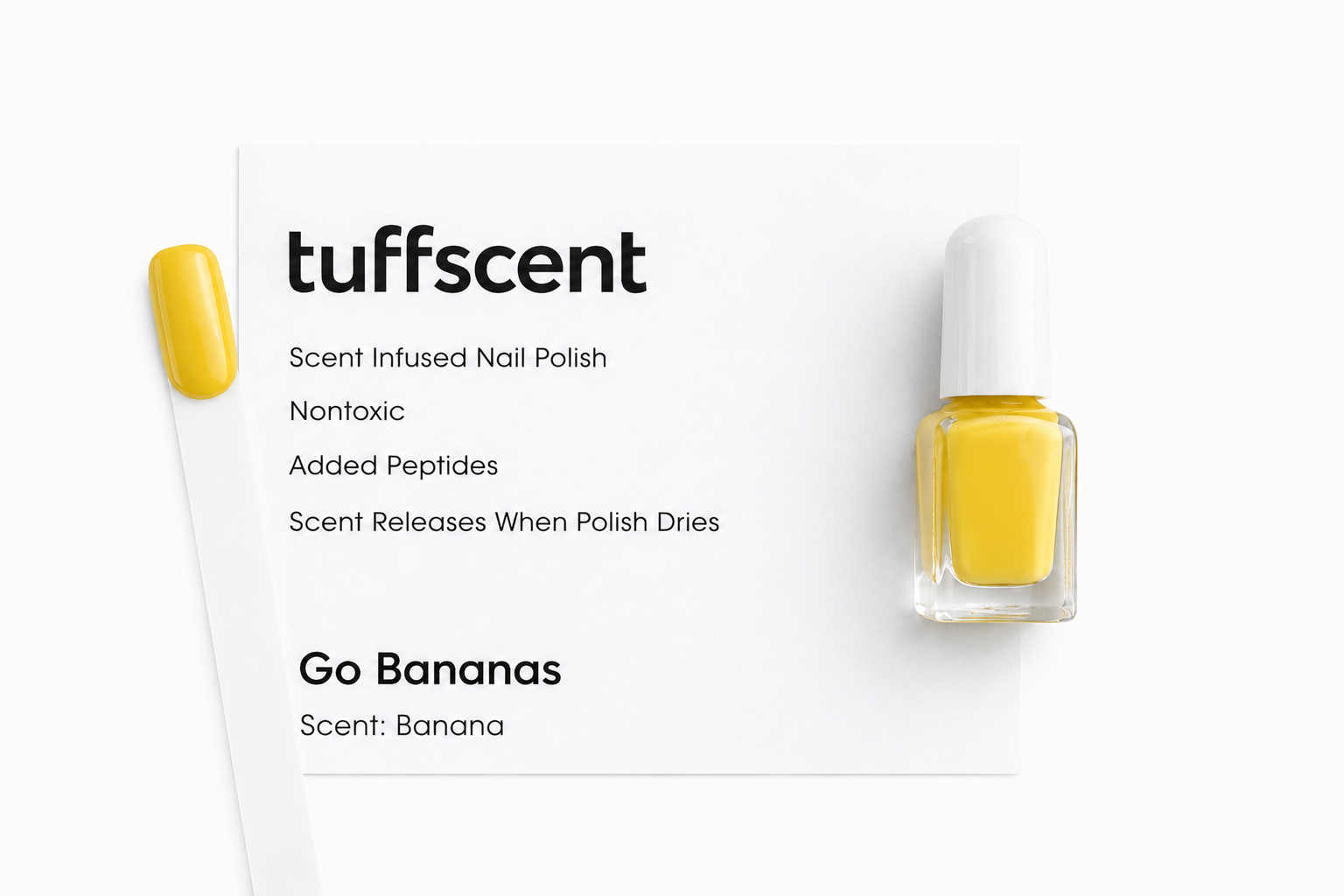 TuffScent Scenties Go Bananas Trio Set: Tuff Magic Scented Base Caat, Yelllow Banana Scented Nail Polish, Tuff Magic Scented Top Coat by Tuff Scentence™