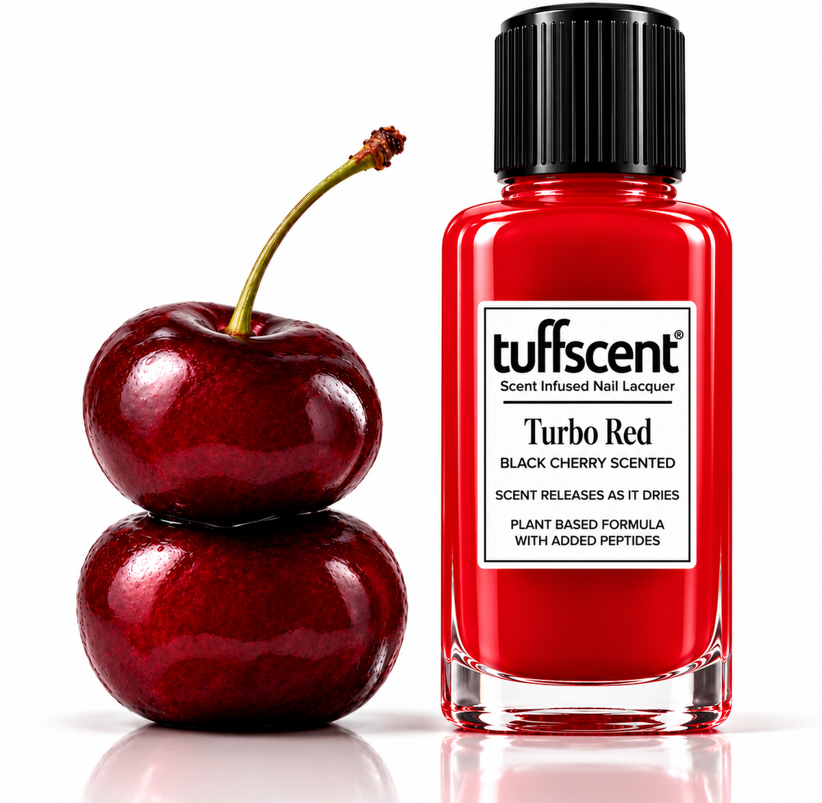 Tuffscent™Turbo Red, Scent Infused Nail Lacquer, Scent: Black Cherry