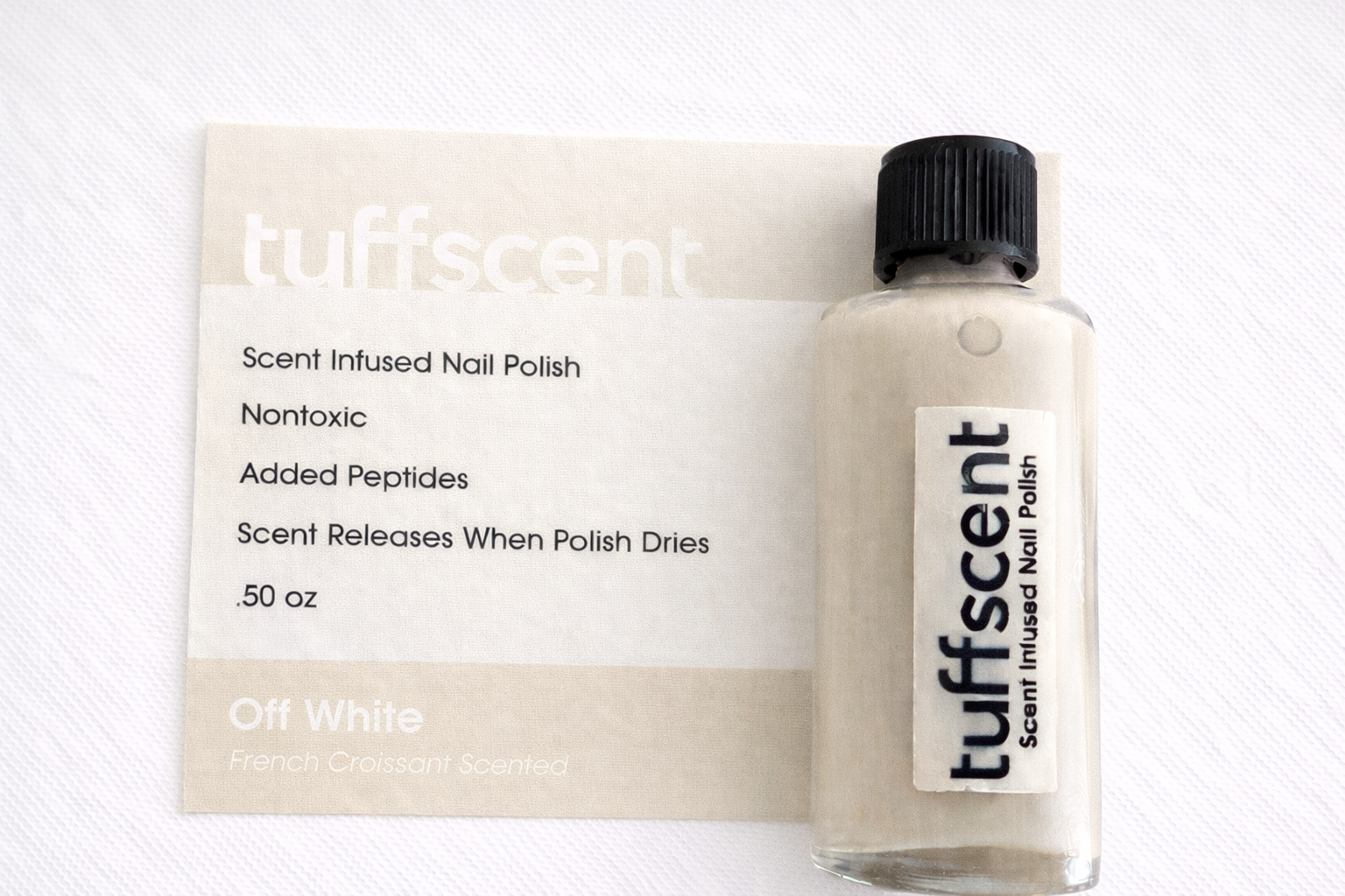 Tuff Scent Off White— Light Cream Scent Infused Nail Polish by Tuff Scentence™—French Croissant Scented
