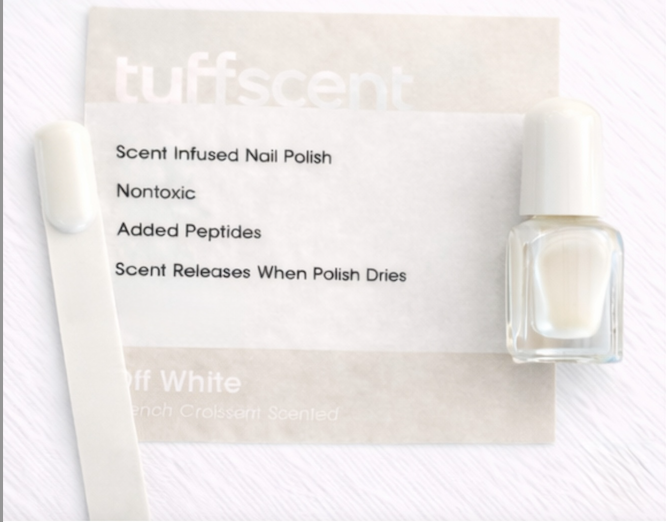 Tuff Scent Scenties Off White— Off White Scent Infused Nail Polish by Tuff Scentence™—French Croissant Scented 2ml